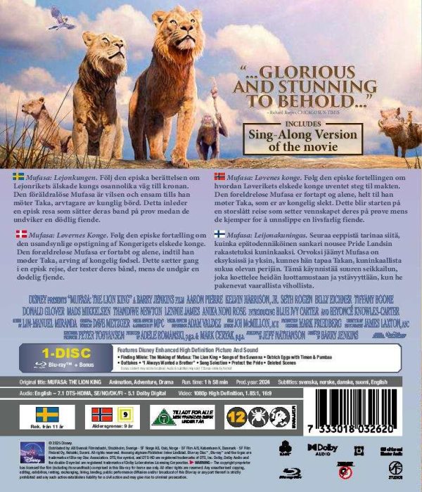 MUFASA: LEIJONAKUNINGAS - Blu-ray MUFASA: LEIJONAKUNINGAS - Blu-ray